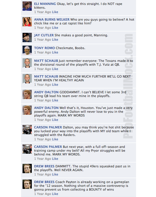 NFL QB's on Facebook