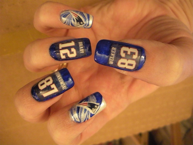 Patriots NFL Nail Art