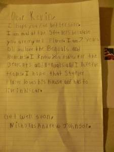 Kid’s Letter: “I hope that Steeler player loses his house and has to live in his car”