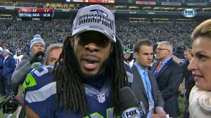 Richard Sherman had some PASSIONATE words for Michael Crabtree. Terrifies Erin Andrews.