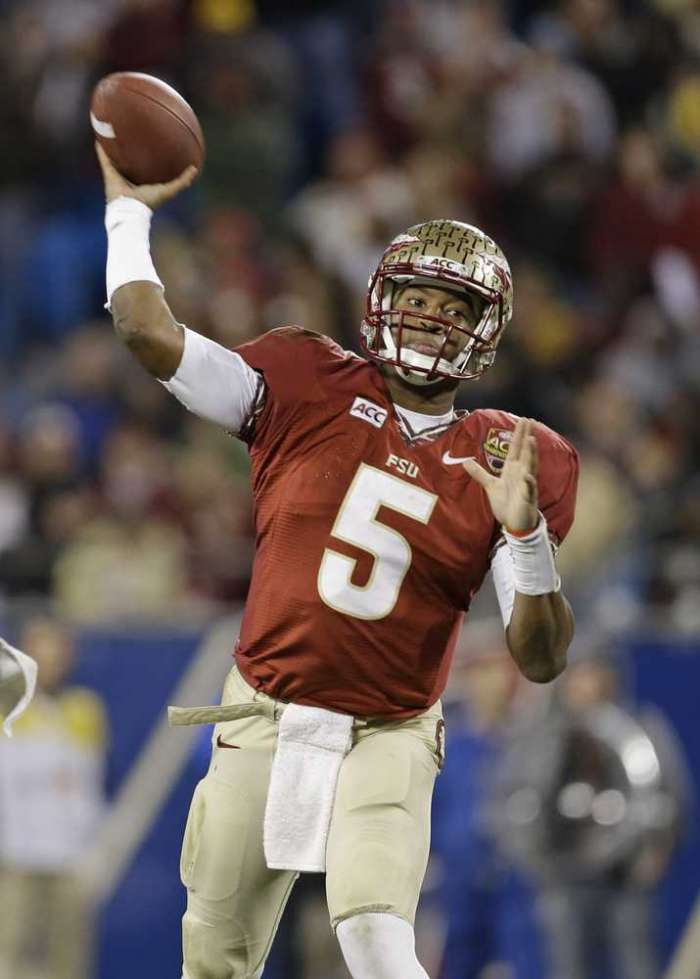 FSU QB Jameis Winston throwing a pass. 