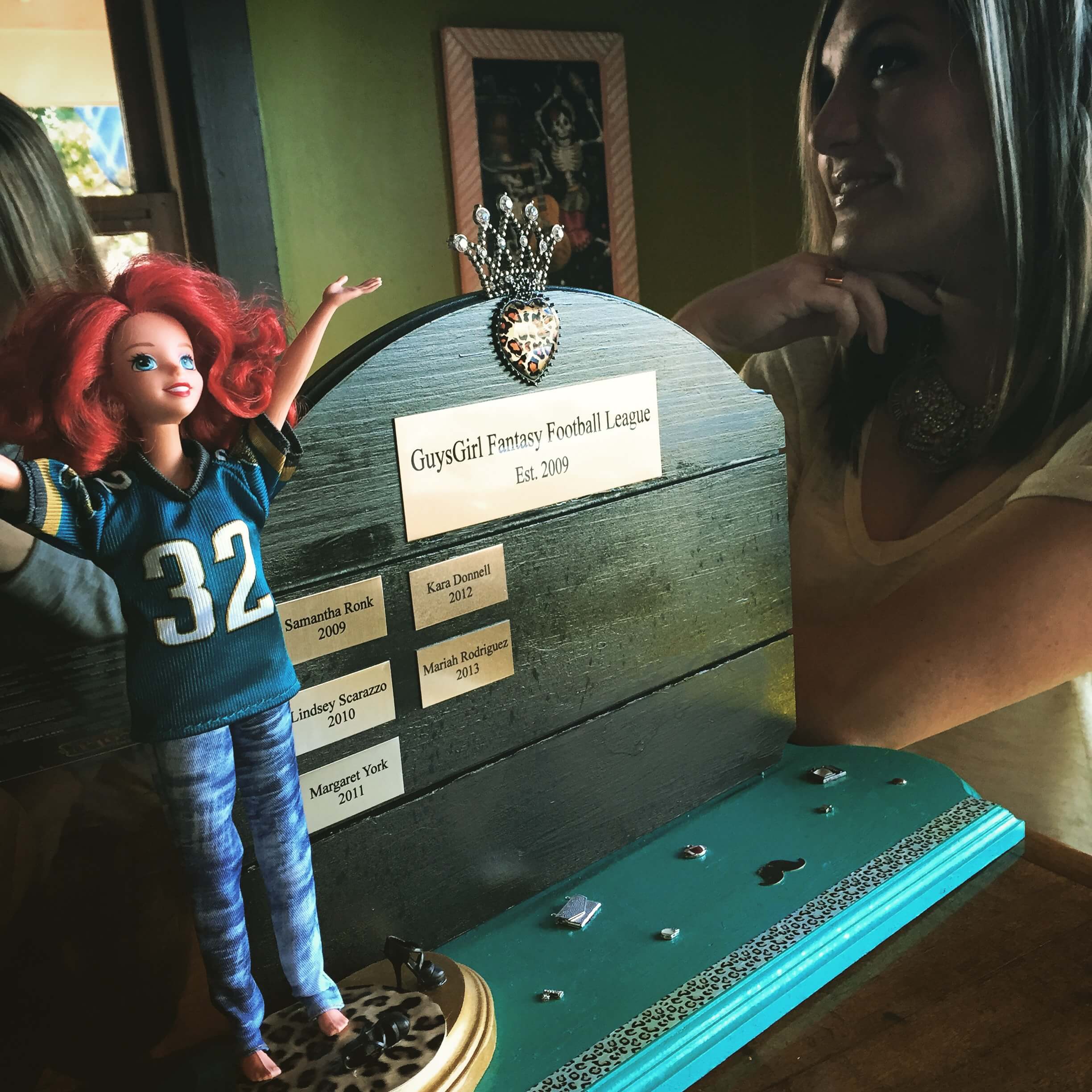 DIY women’s fantasy football trophy